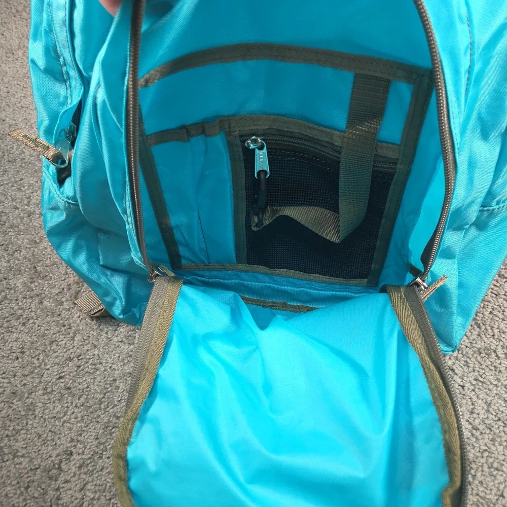 Vintage LL Bean Deluxe Book Pack Backpack Teal Turquoise Eli Lilly Diabetes Camp